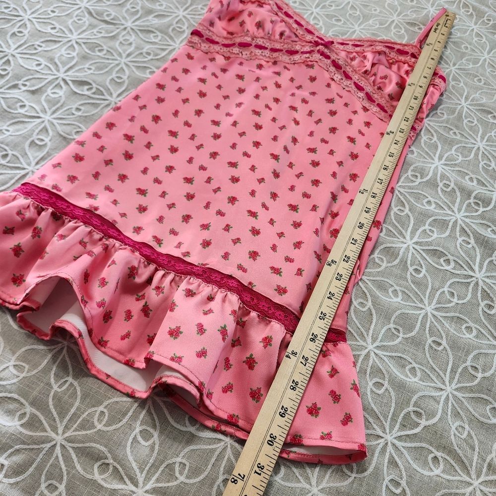 Betsey Johnson for Forever 21 Collab Pink Floral Satin Slip Dress Size M - Picture 9 of 11